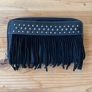Trinity Ranch Black Wallet with Tassels
